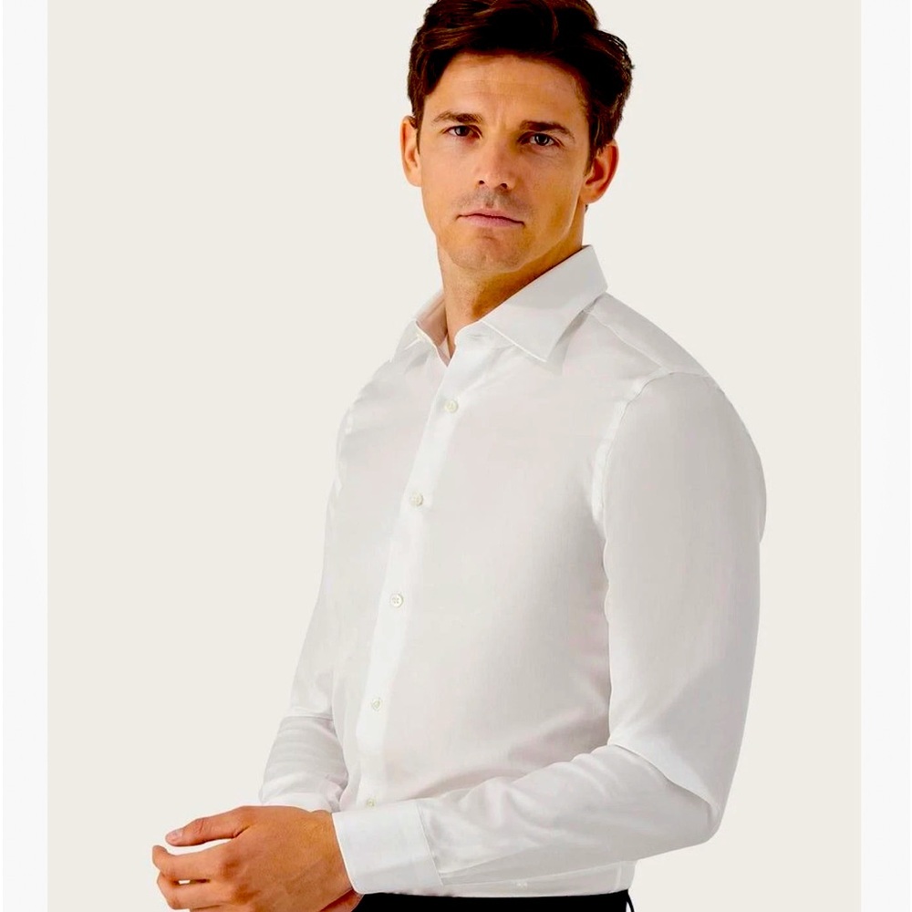 CANALI ITALY FINEST COTTON MENS L/S WHITE SHIRT 46 /18